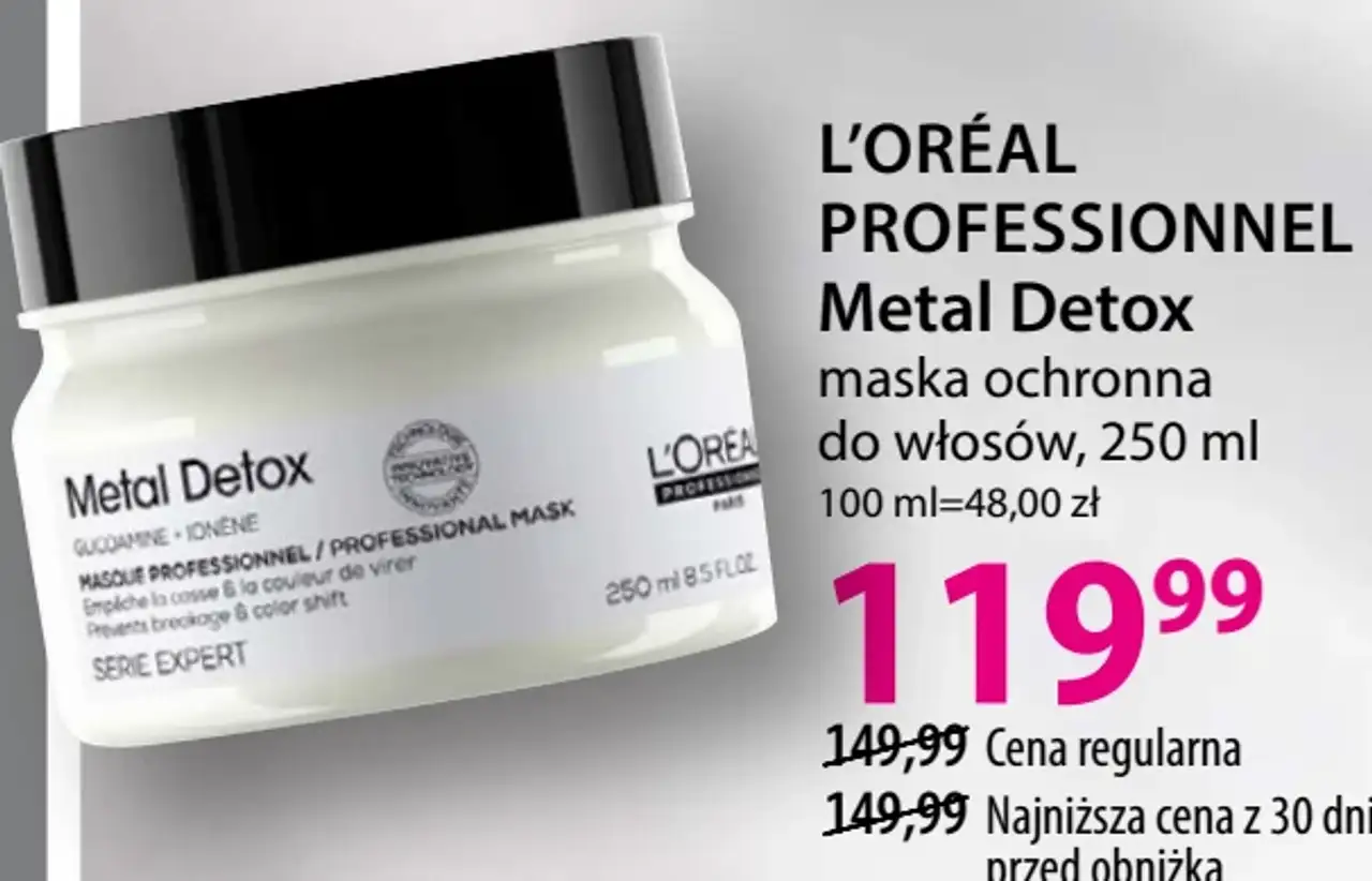 L'ORÉAL PROFESSIONNEL Metal Detox maska ochronna do włosów, 250 ml