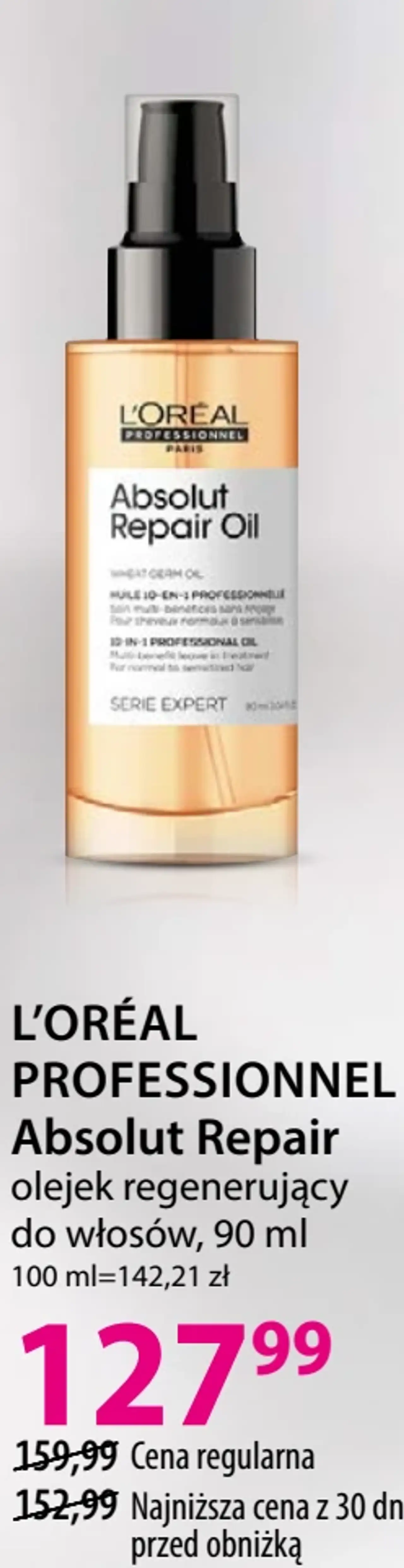 L'ORÉAL PROFESSIONNEL Absolut Repair Oil olejek regenerujący do włosów, 90 ml