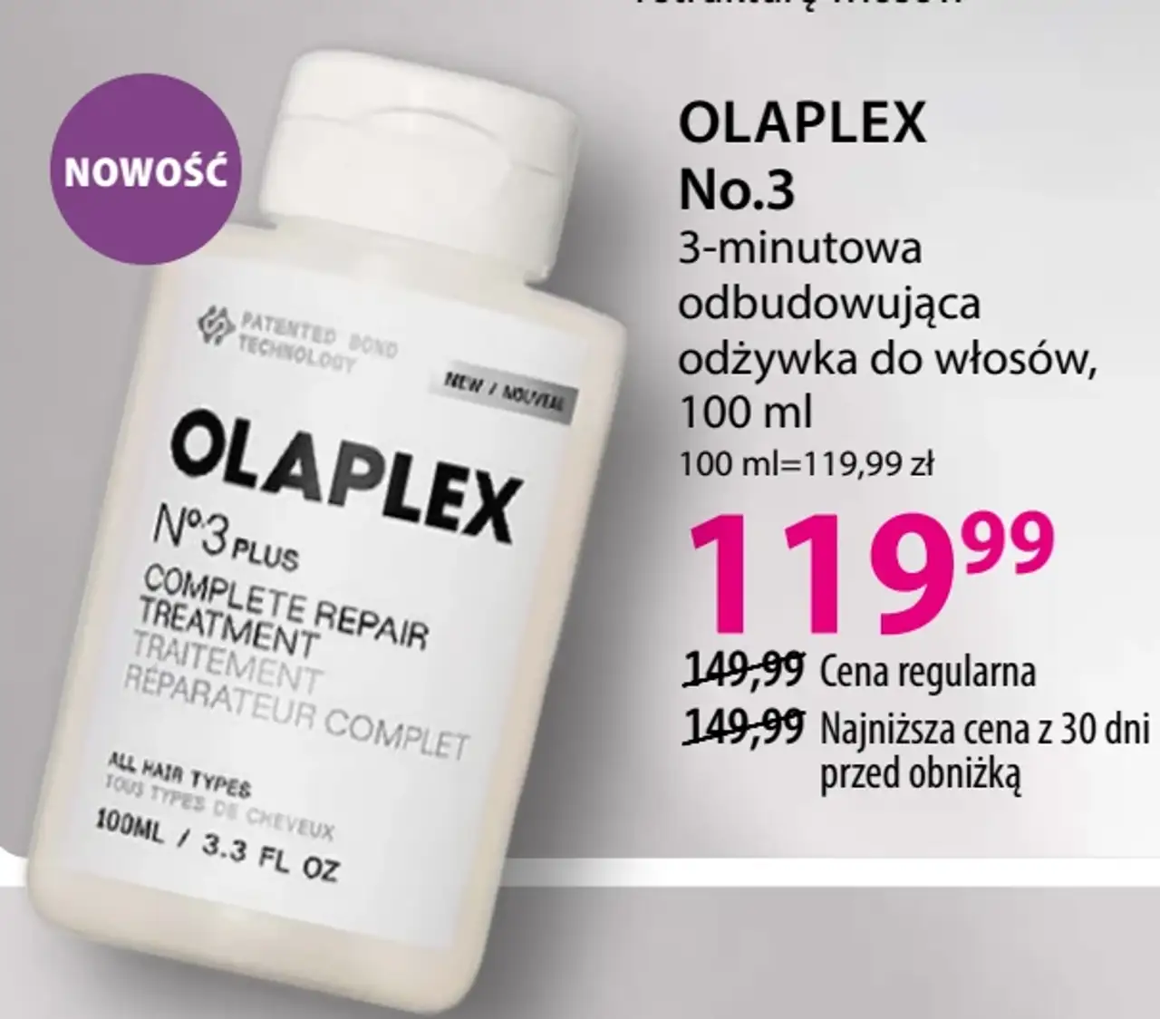 Olaplex No.3 3-minutowa odbudowująca odżywka do włosów