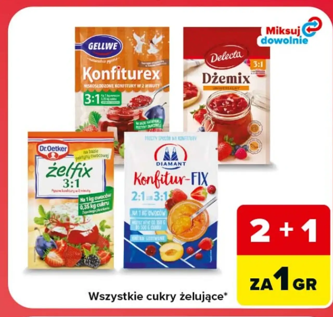 Wszystkie cukry żelujące (Gellwe, Delecta, Diamant, Dr.Oetker)