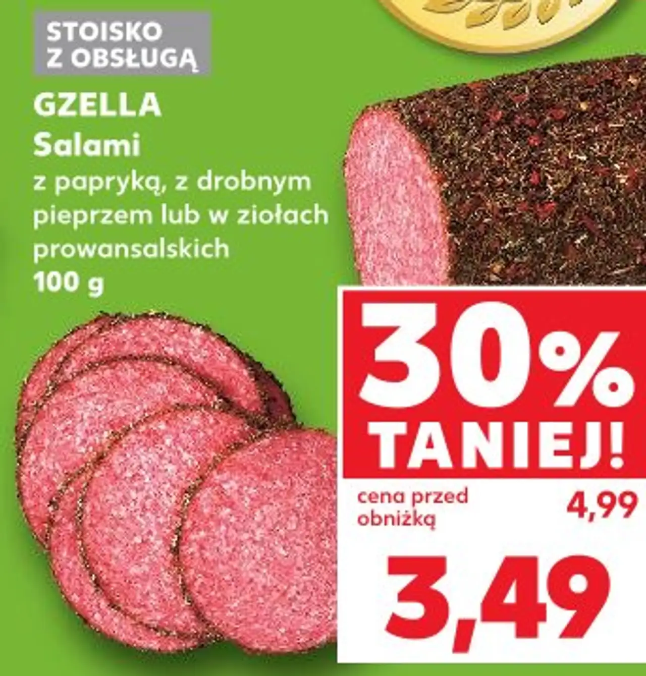 Gzella Salami z papryką, z drobnym pieprzem lub w ziołach prowansalskich