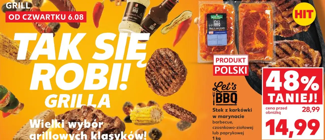 Stek z karkówki w marynacie barbecue, czosnkowo-ziołowej lub paprykowej Let's BBQ