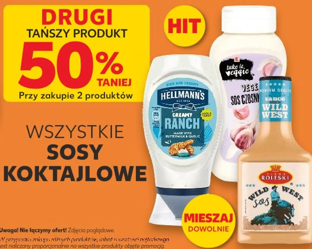 Wszystkie sosy koktajlowe (np. Hellmann's, take it veggie, Roleski)
