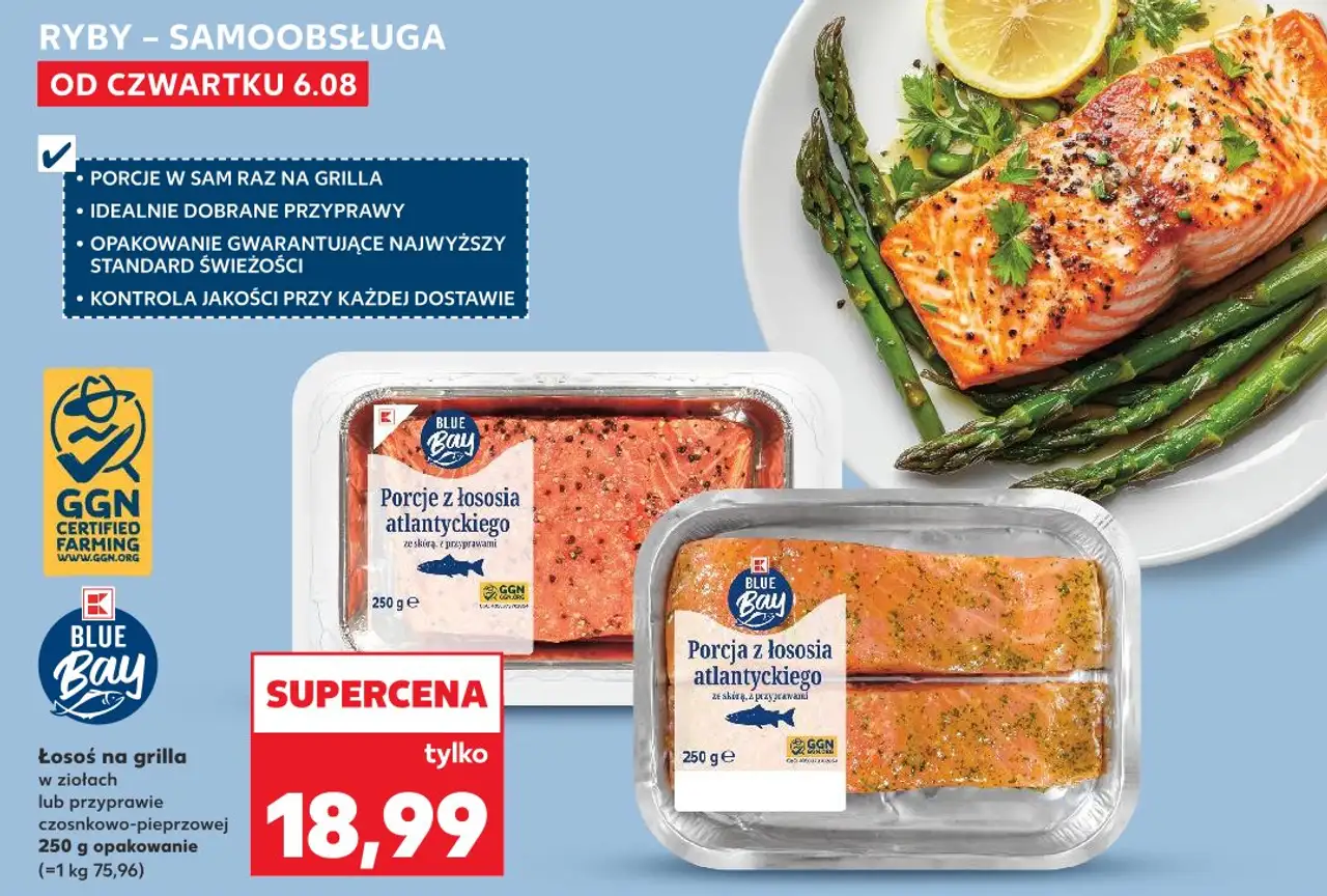 Łosoś na grilla Blue Bay w ziołach lub przyprawie czosnkowo-pieprzowej