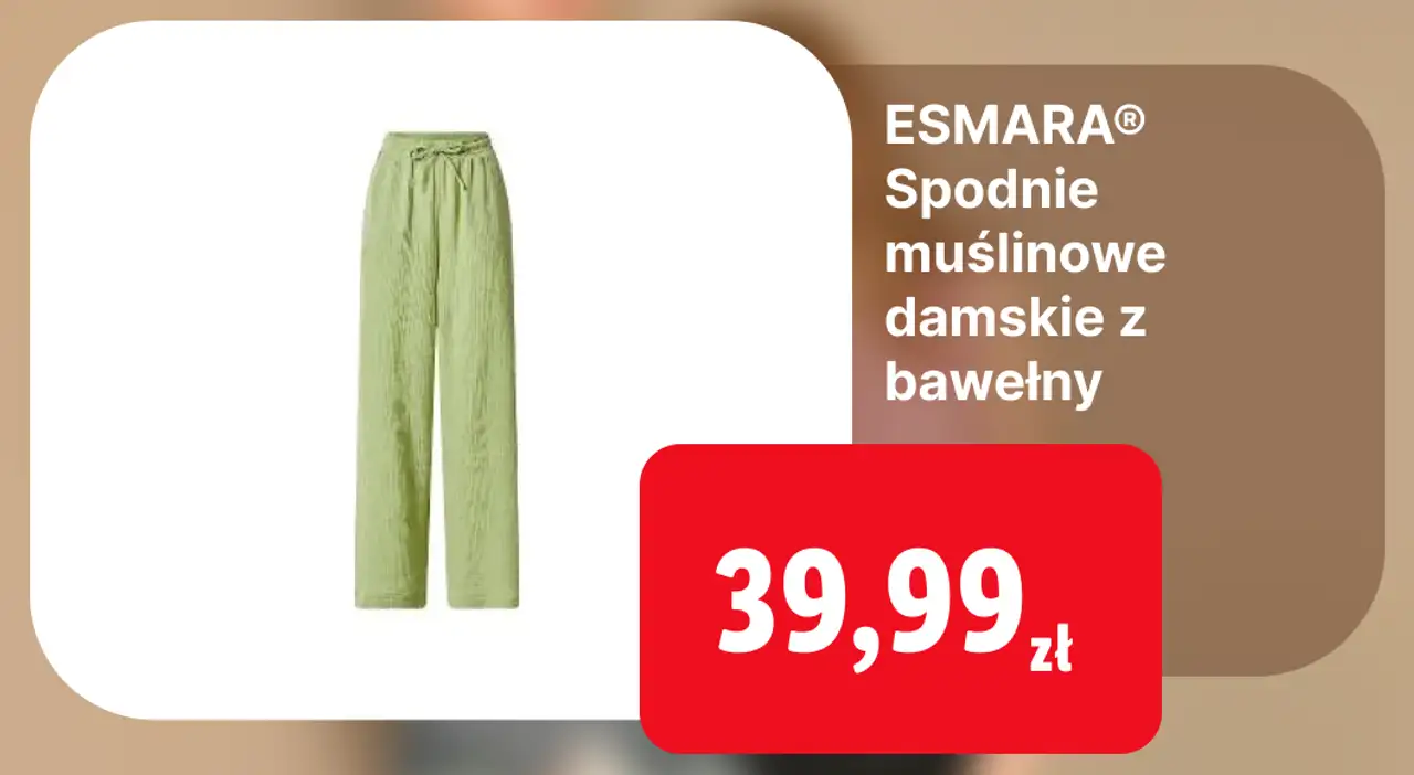 ESMARA Spodnie muślinowe damskie z bawełny / Sweterkowa bluzka damska z bawełny