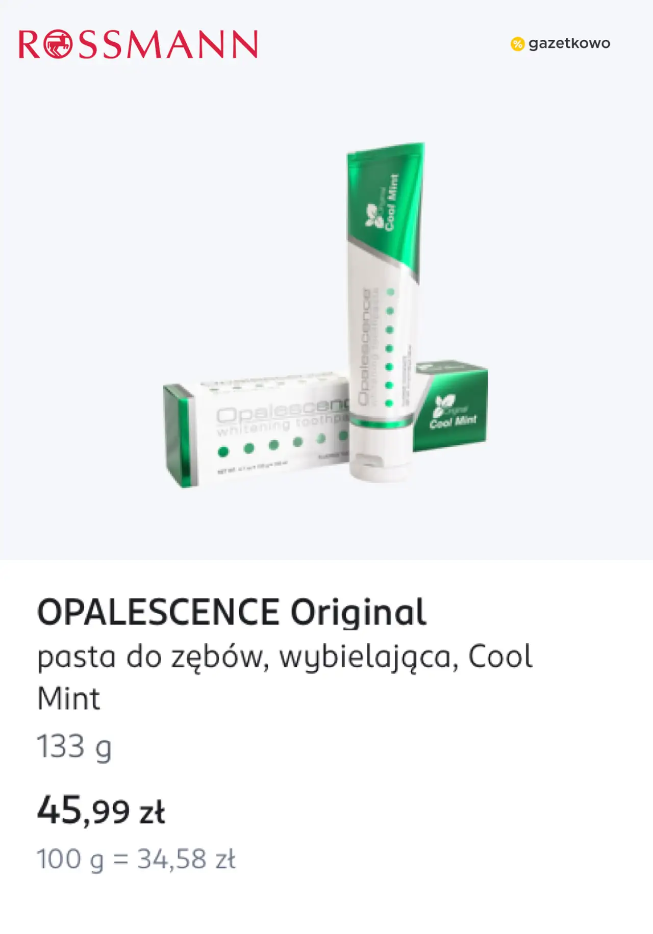 OPALESCENCE Original pasta do zębów, wybielająca, Cool Mint