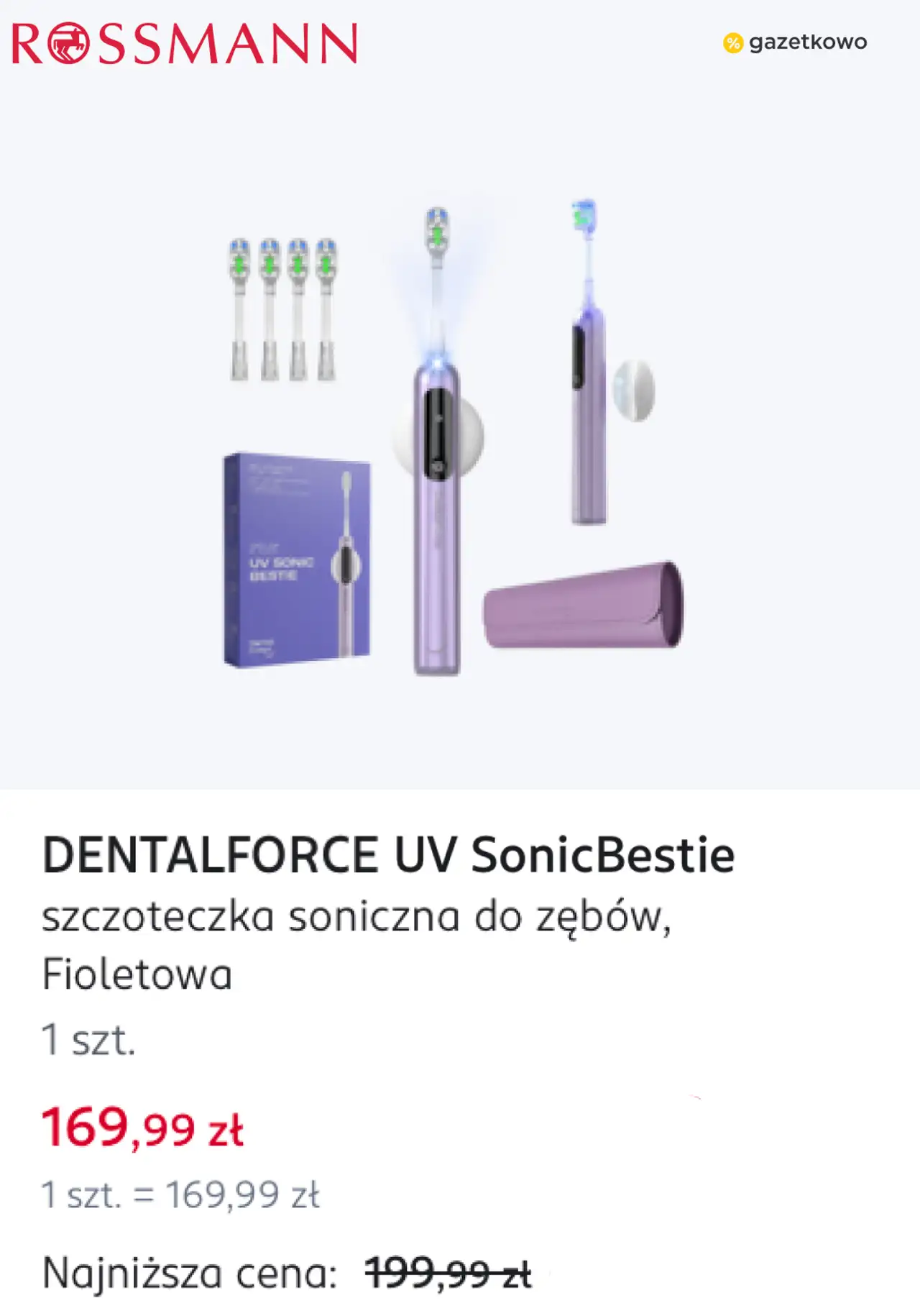 DENTALFORCE UV SonicBestie szczoteczka soniczna do zębów, Fioletowa
