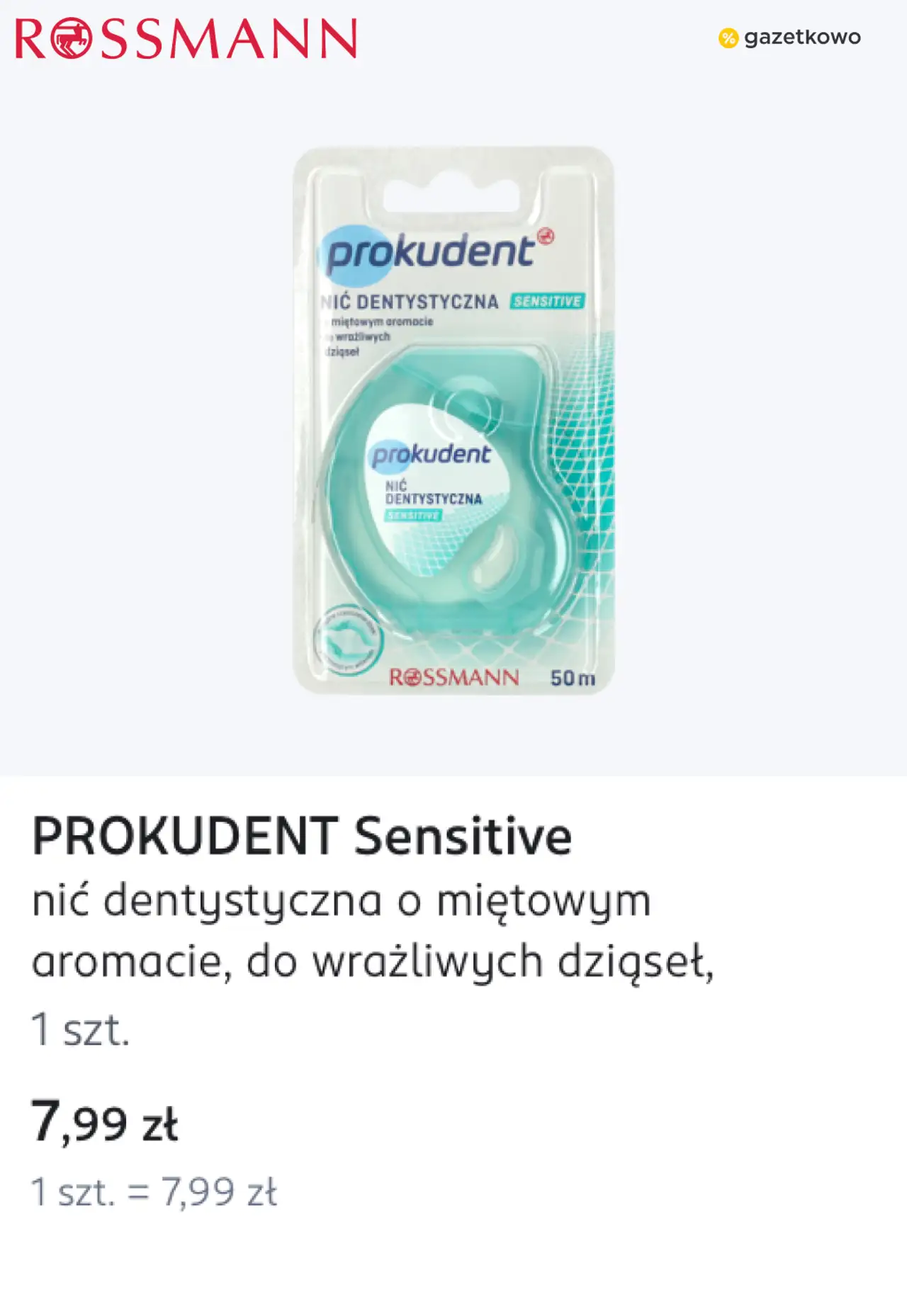 PROKUDENT Sensitive nić dentystyczna o miętowym aromacie, do wrażliwych dziąseł