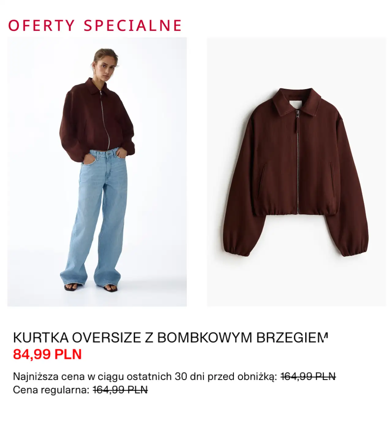 H&M Kurtka oversize z bombkowym brzegiem