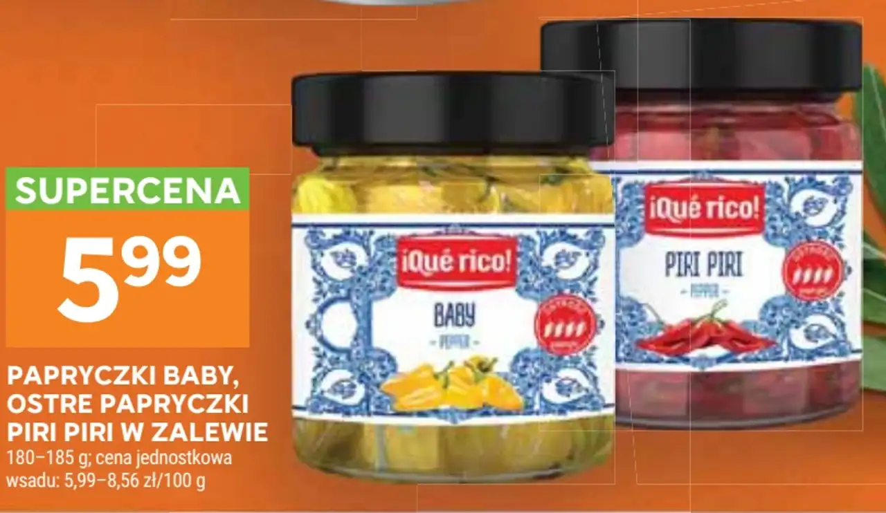 Papryczki baby, ostre papryczki piri piri w zalewie ¡Qué rico!