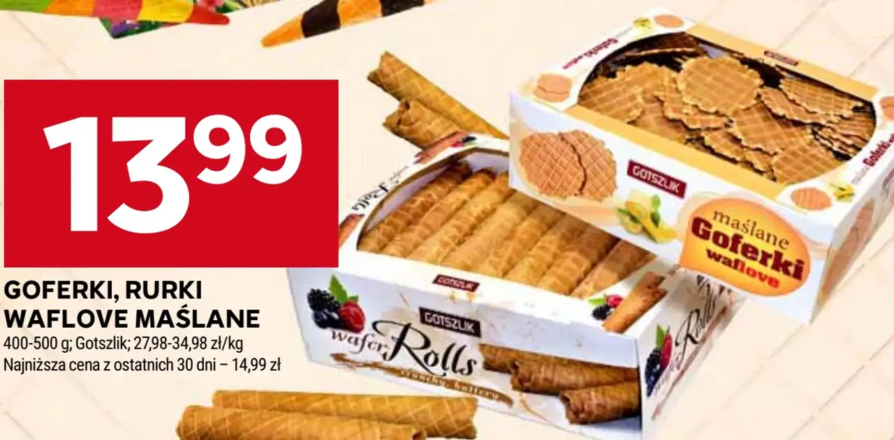 Goferki, rurki waflowe maślane Gotszlik