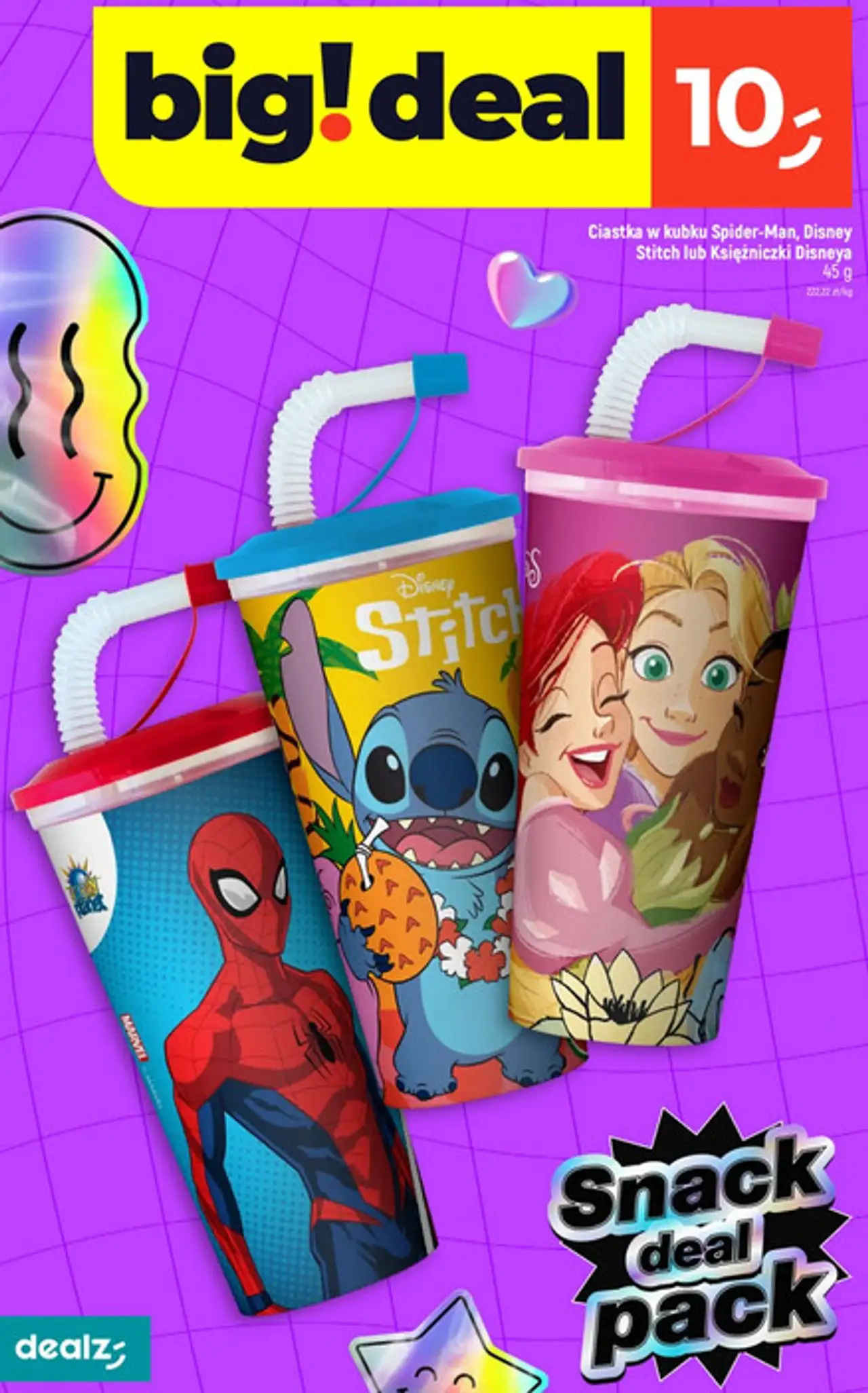 Ciastka w kubku Spider-Man, Disney Stitch lub Księżniczki Disneya