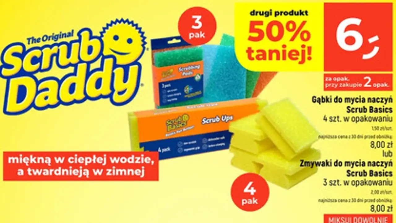 Gąbki do mycia naczyń Scrub Basics 4 szt. / Zmywaki do mycia naczyń Scrub Basics 3 szt.