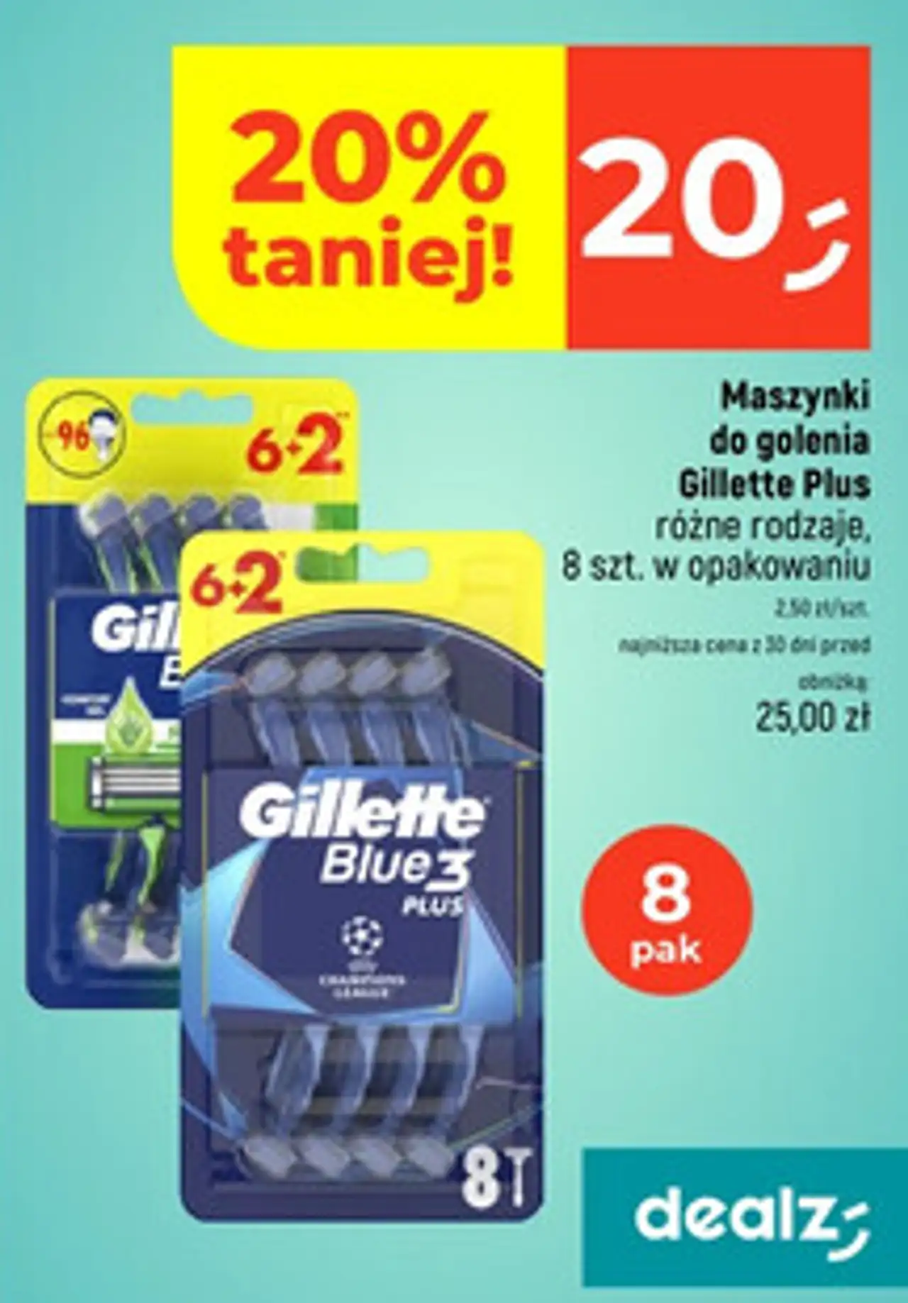 Maszynki do golenia Gillette Plus różne rodzaje, 8 szt. w opakowaniu