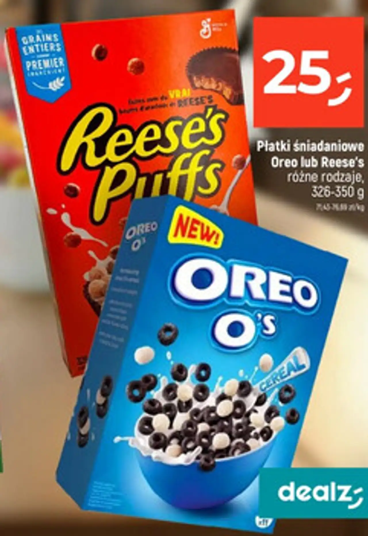 Płatki śniadaniowe Oreo lub Reese's różne rodzaje, 326-350 g