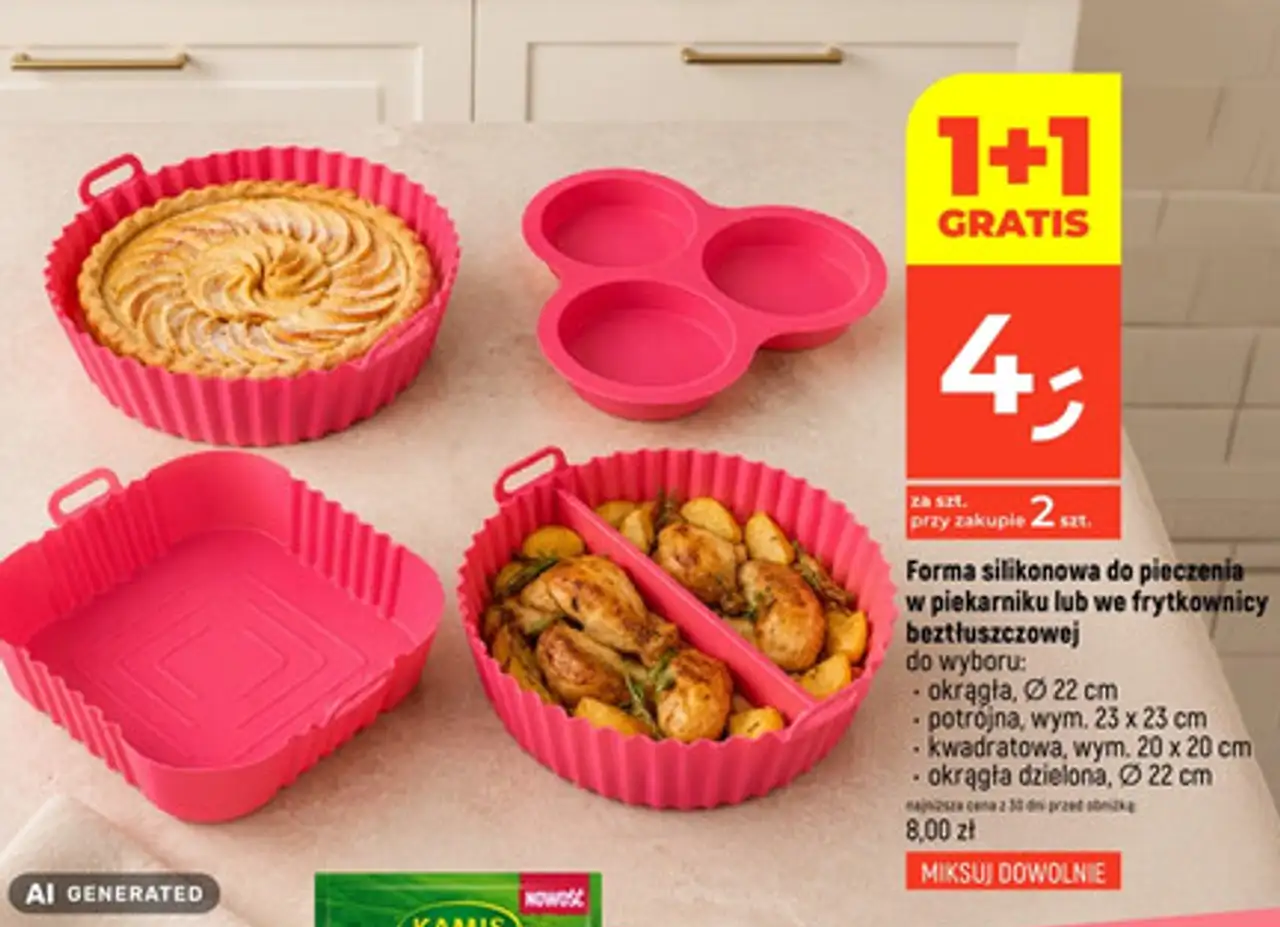 Forma silikonowa do pieczenia w piekarniku lub we frytkownicy beztłuszczowej