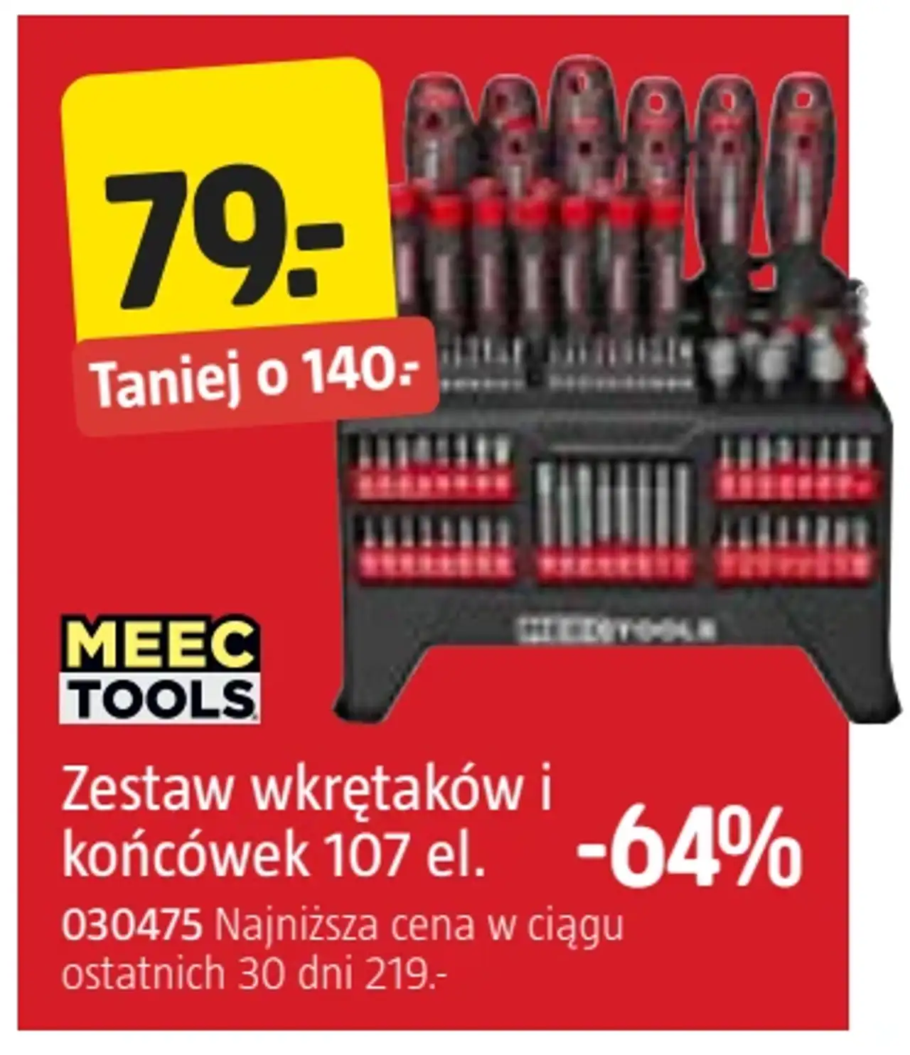 Meec Tools Zestaw wkrętaków i końcówek 107 el.