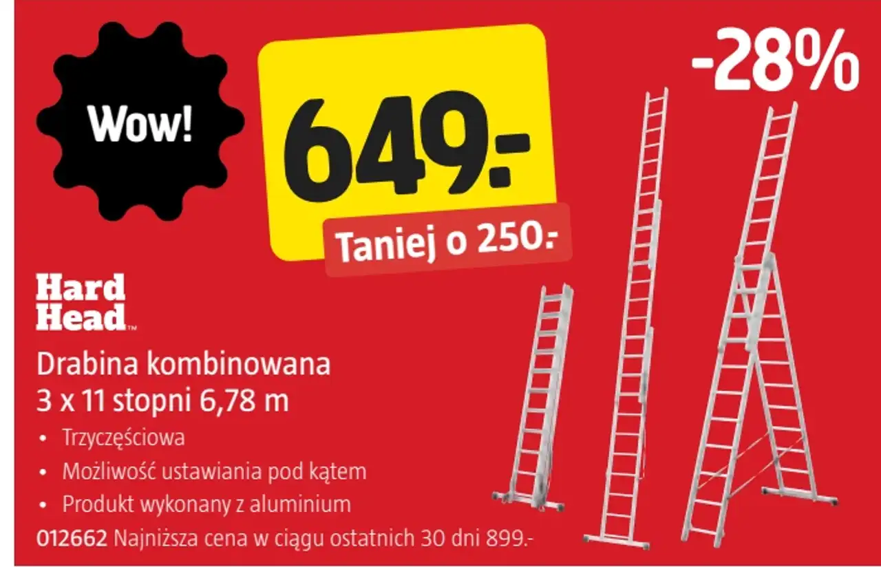 Drabina kombinowana 3 x 11 stopni 6,78 m Hard Head