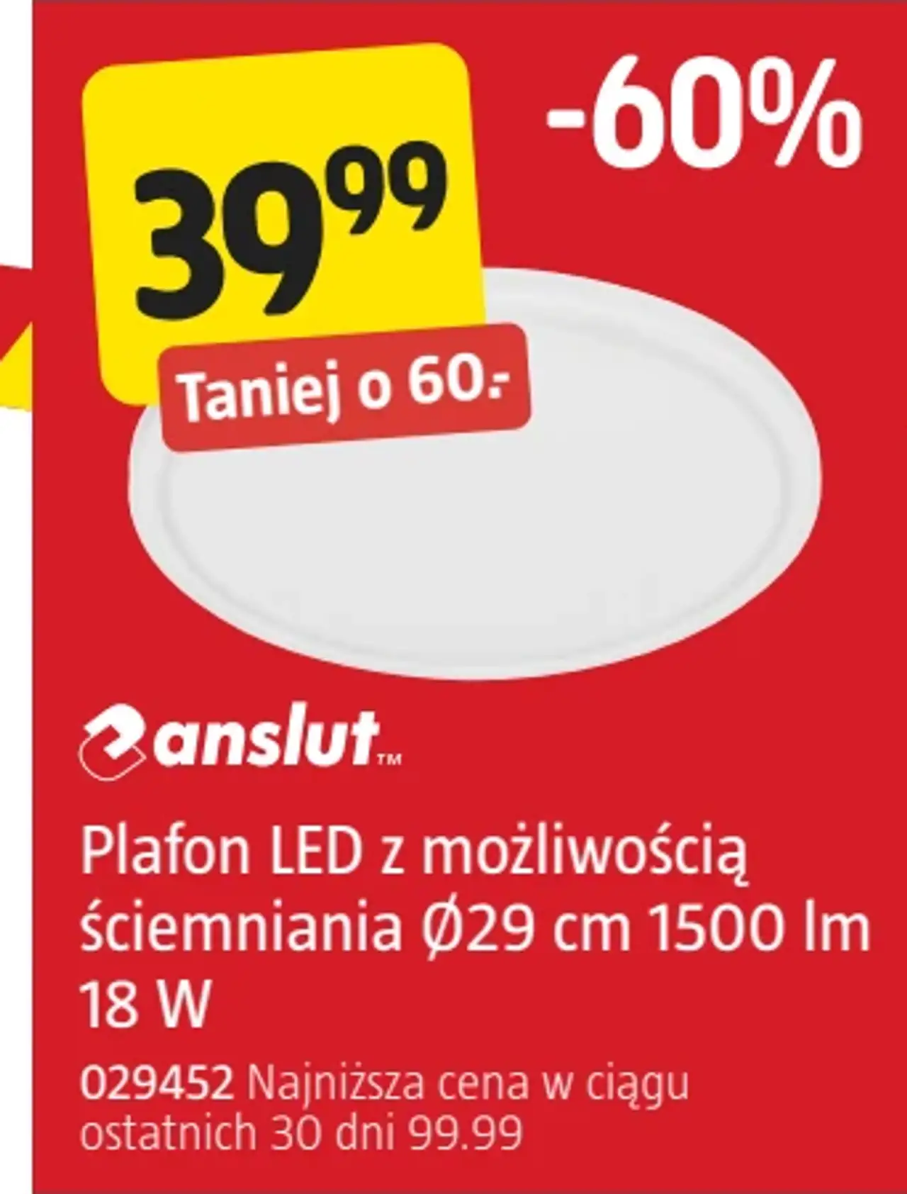 Plafon LED z możliwością ściemniania Anslut Ø29 cm 1500 lm 18 W
