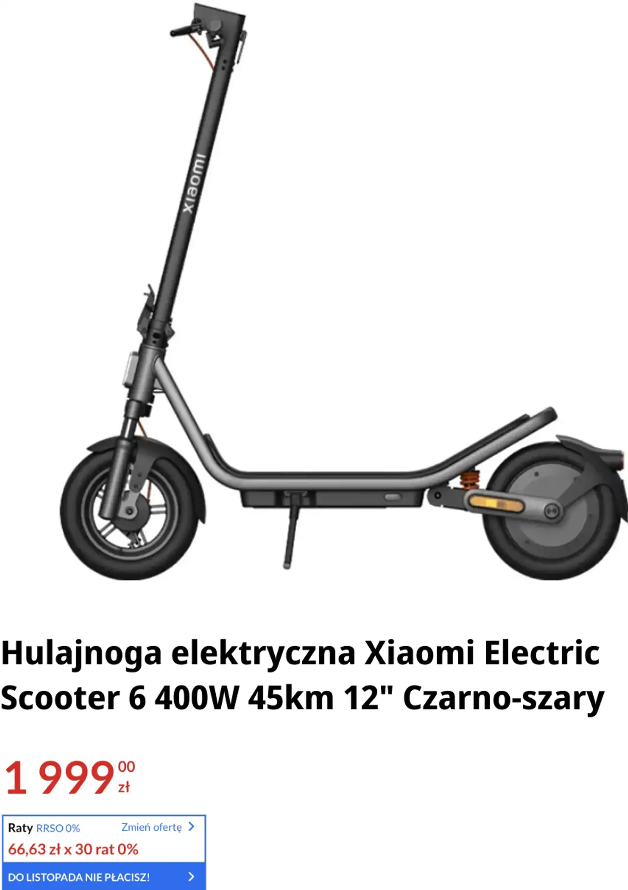 Hulajnoga elektryczna Xiaomi Electric Scooter 4 600W 35km 10" Czarno-szary