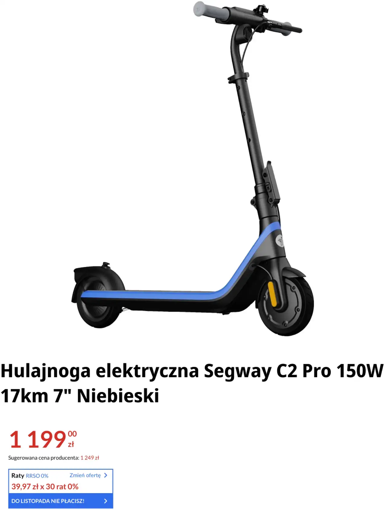 Hulajnoga elektryczna Segway C2 Pro 150W 17km 7" Niebieski