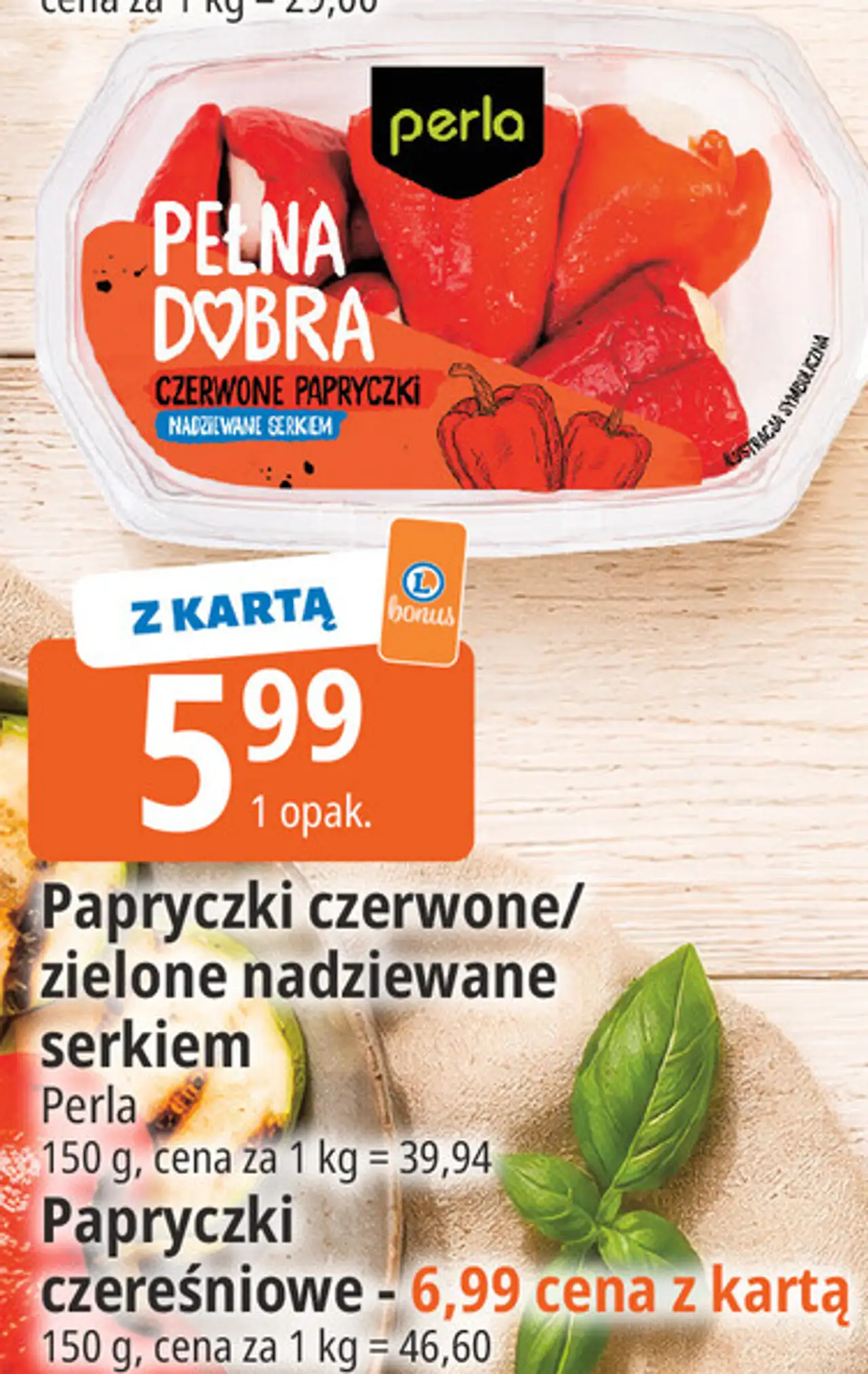 Papryczki czerwone/zielone nadziewane serkiem Perla