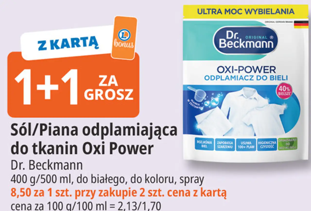 Sól/Piana odplamiająca do tkanin Oxi Power Dr. Beckmann