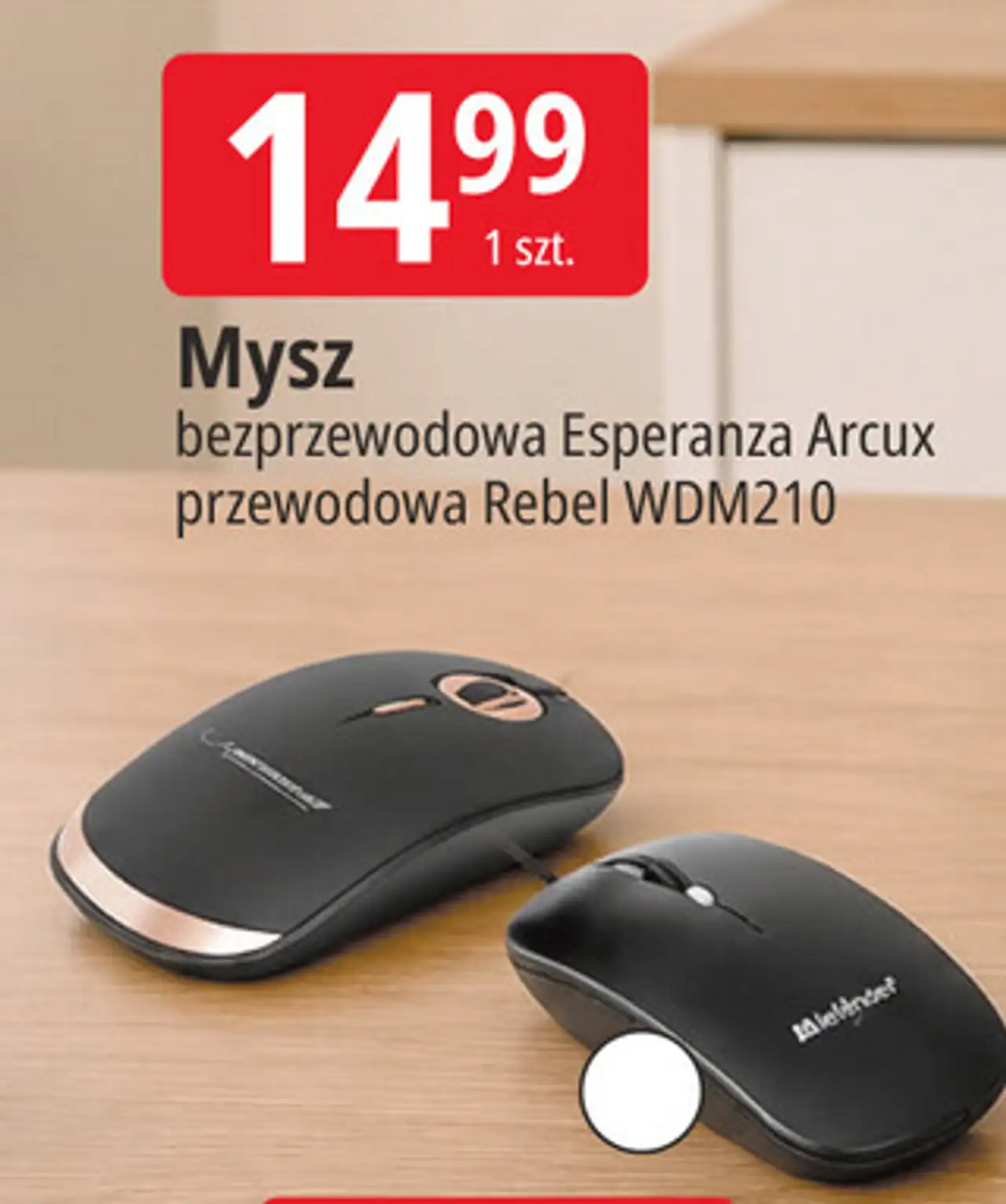 Mysz bezprzewodowa Esperanza Arcux / przewodowa Rebel WDM210