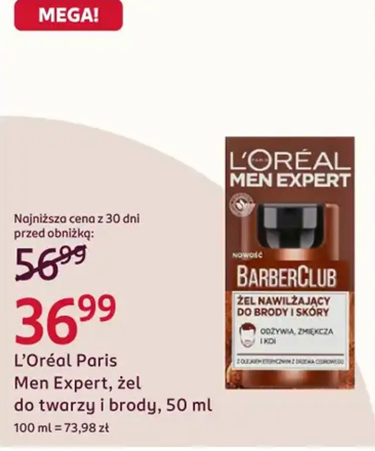 L'Oréal Paris Men Expert, żel do twarzy i brody, 50 ml