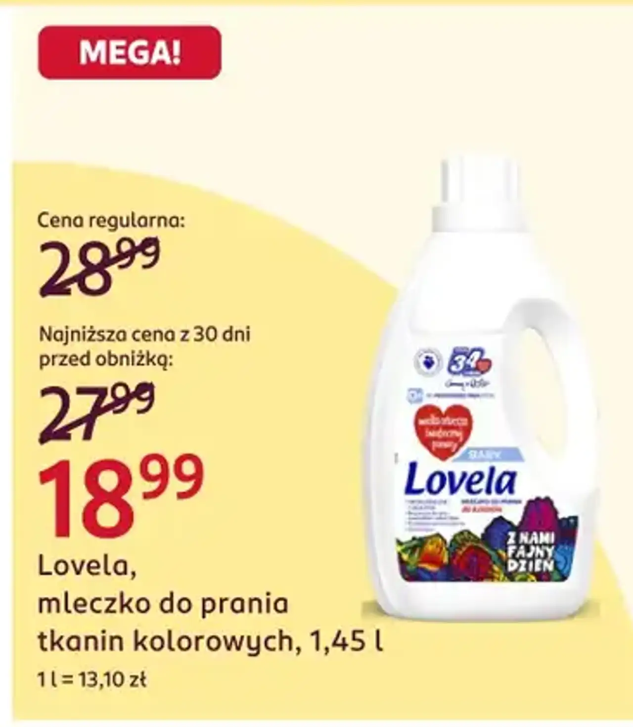 Lovela, mleczko do prania tkanin kolorowych, 1,45 l