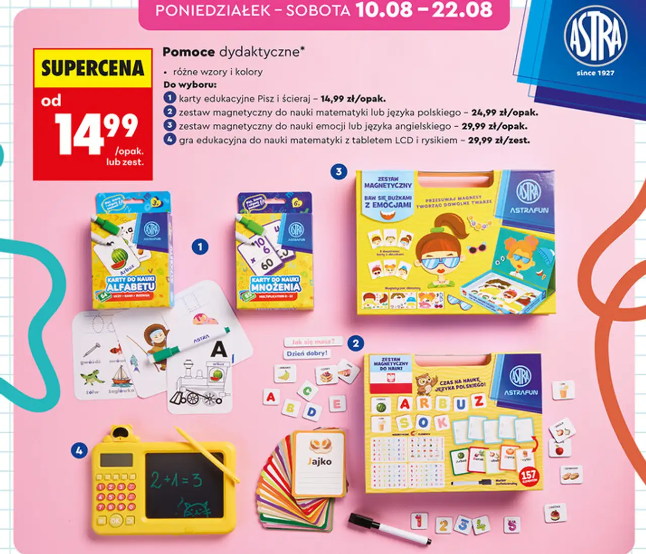 Pomoce dydaktyczne Astra (zestaw magnetyczny, karty edukacyjne, gra edukacyjna)