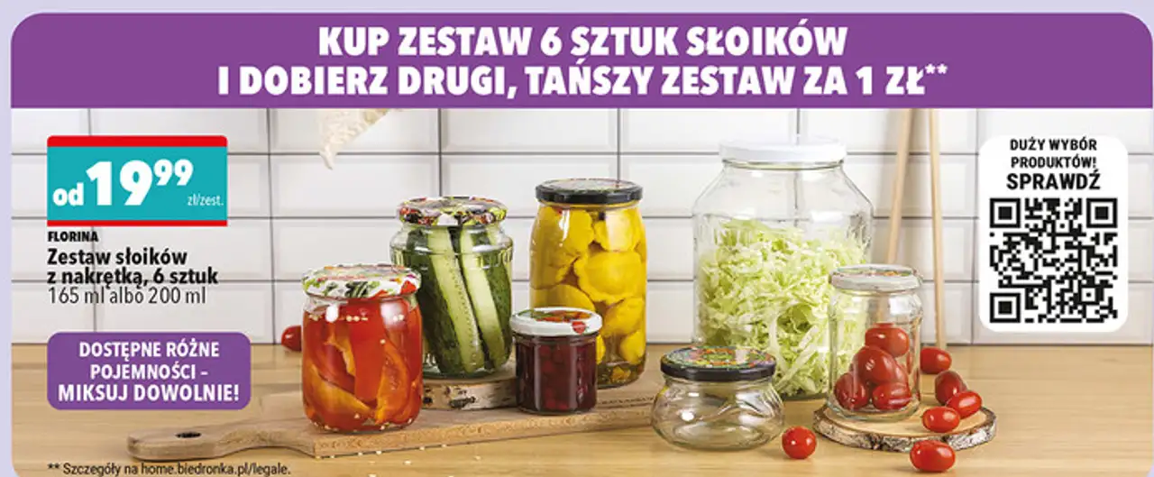 Florina Zestaw słoików z nakrętką, 6 sztuk 165 ml albo 200 ml