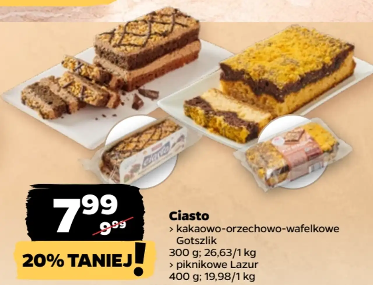 Ciasto kakaowo-orzechowo-wafelkowe Gotszlik / piknikowe Lazur