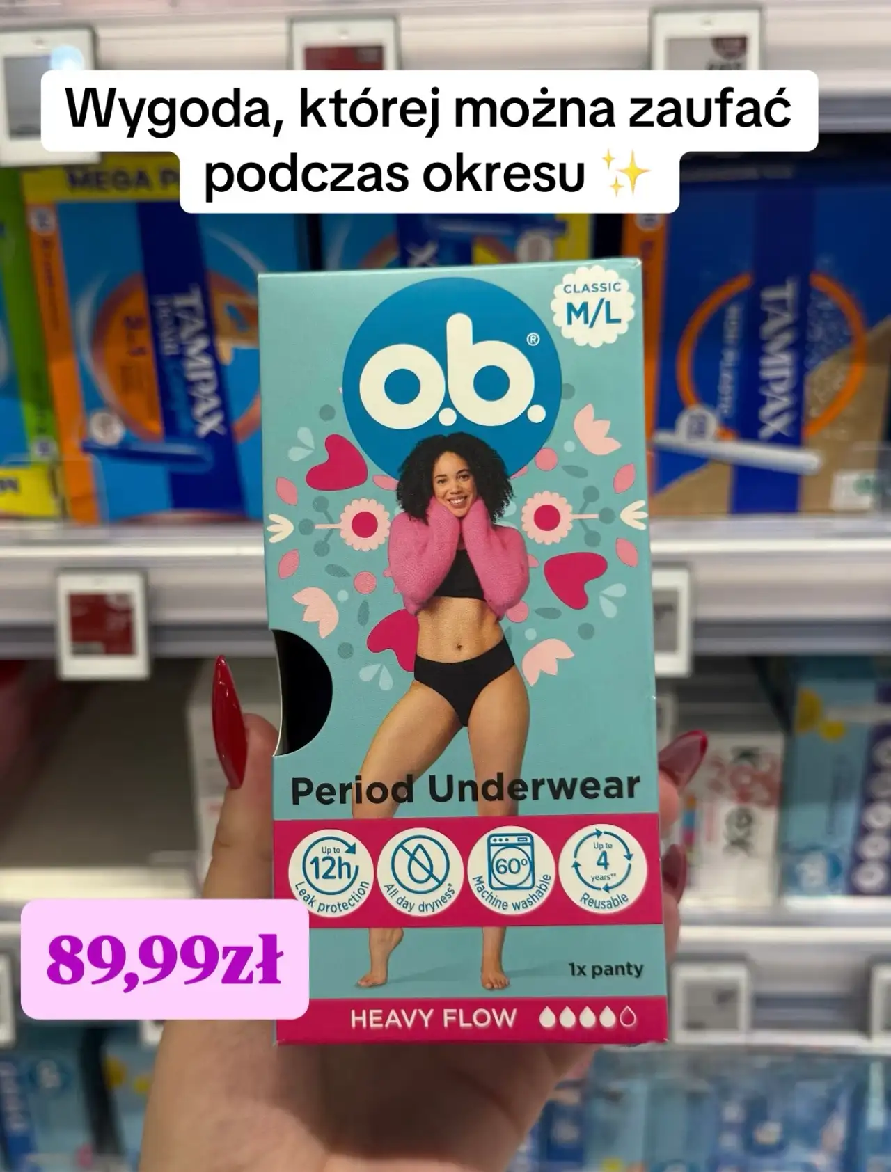 Majtki menstruacyjne o.b. Period Underwear Classic M/L Heavy Flow