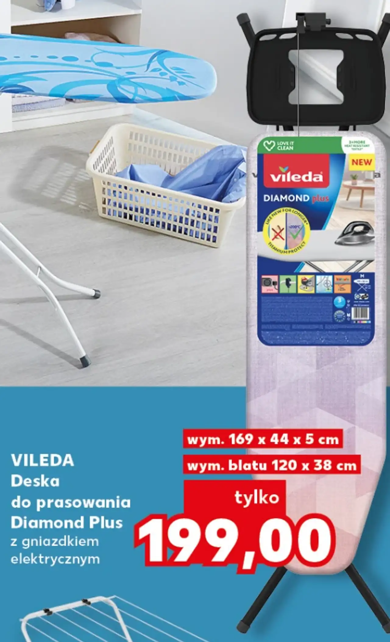 Vileda Deska do prasowania Diamond Plus z gniazdkiem elektrycznym