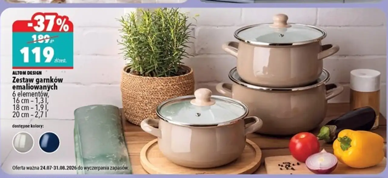 Zestaw garnków emaliowanych beżowych Altom Design