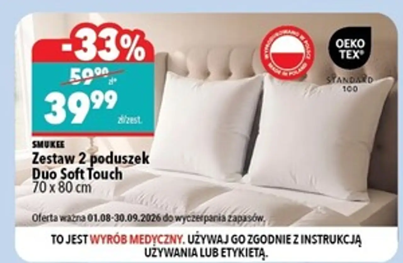 Poduszki soft touch 70 x 80 cm Smukee