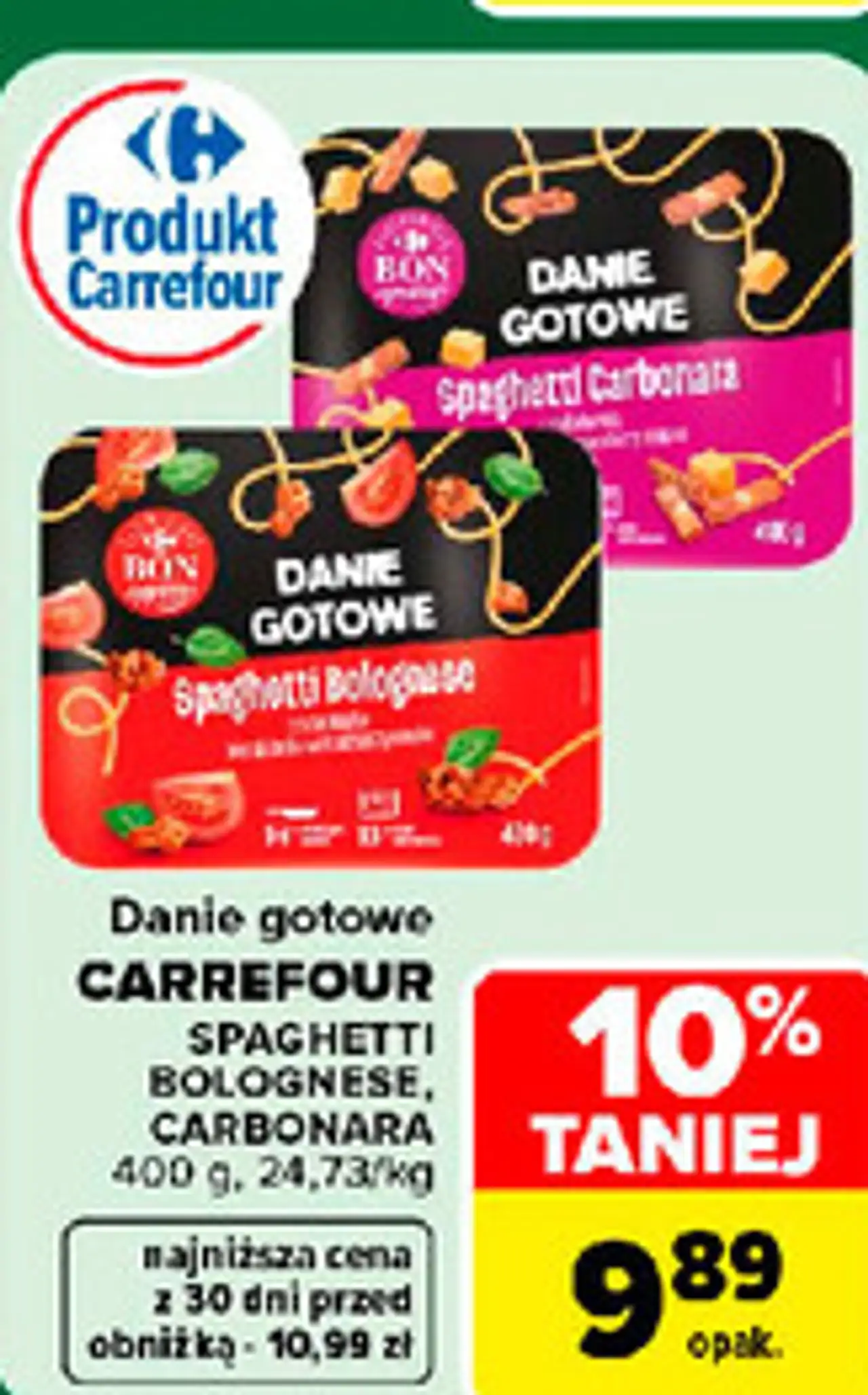 Danie gotowe Spaghetti Bolognese / Carbonara Carrefour