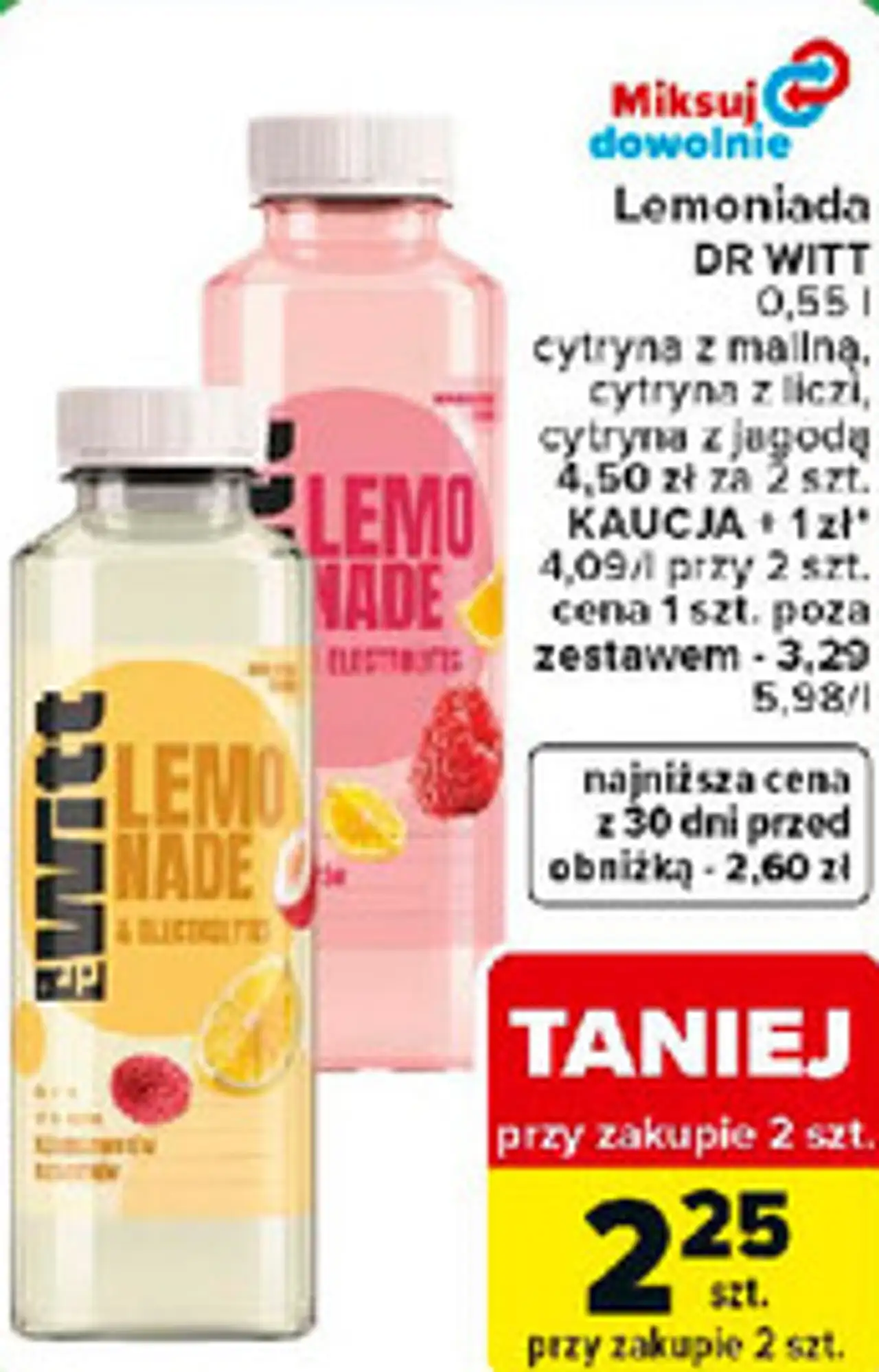 Lemoniada DR WITT (cytryna z maliną, cytryna z liczi, cytryna z jagodą)