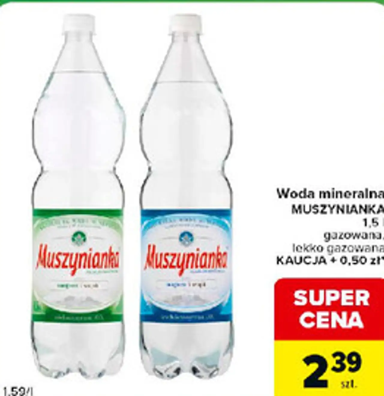 Woda mineralna MUSZYNIANKA (gazowana, lekko gazowana)