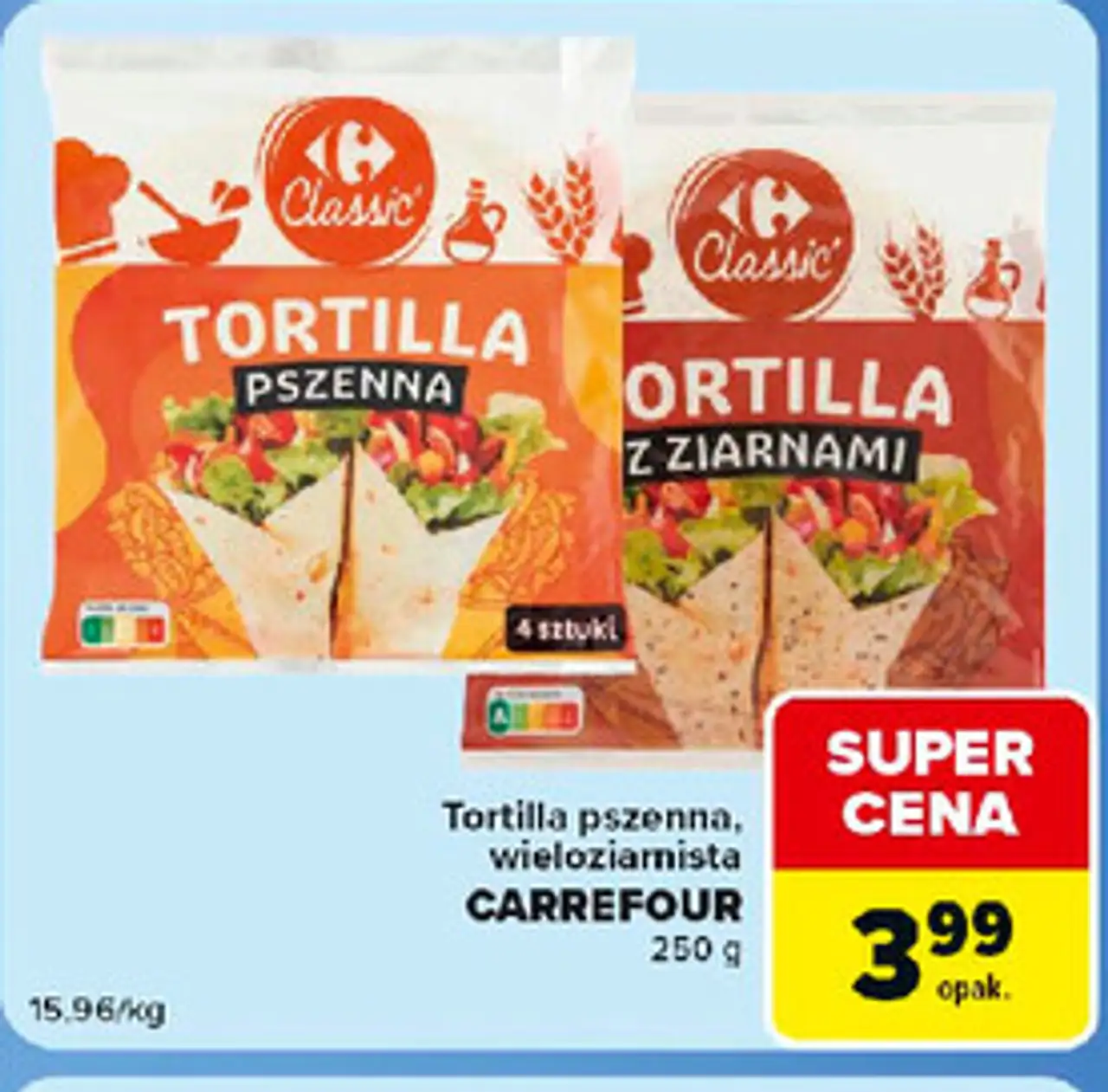 Tortilla pszenna, wieloziarnista CARREFOUR