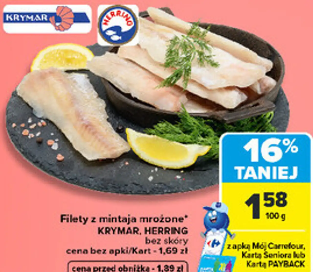 Filety z mintaja mrożone Krymar, Herring bez skóry