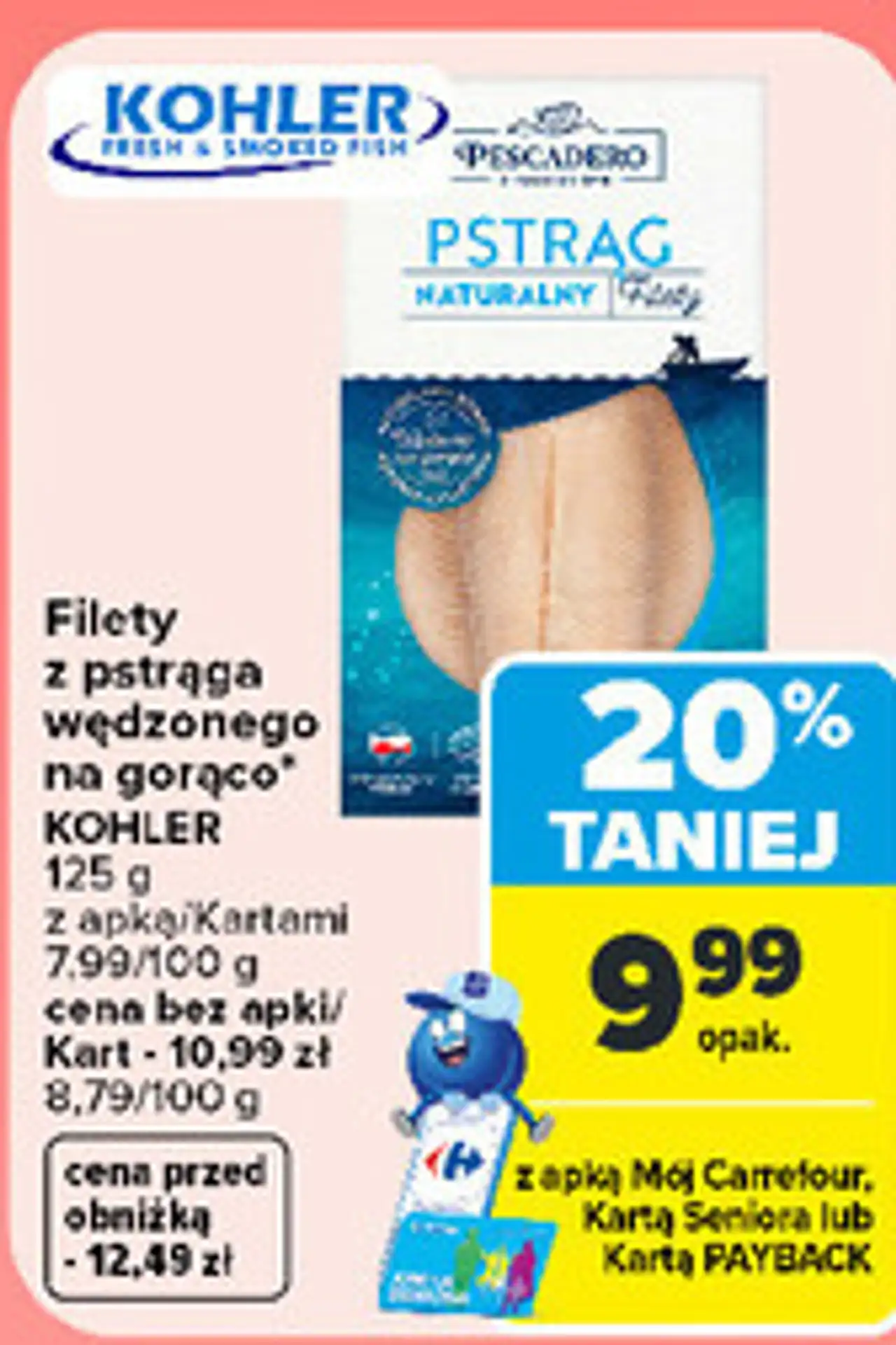 Filety z pstrąga wędzonego na gorąco KOHLER 125 g