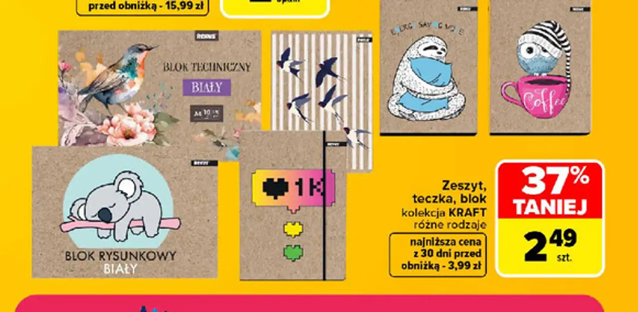 Zeszyt, teczka, blok kolekcja KRAFT różne rodzaje