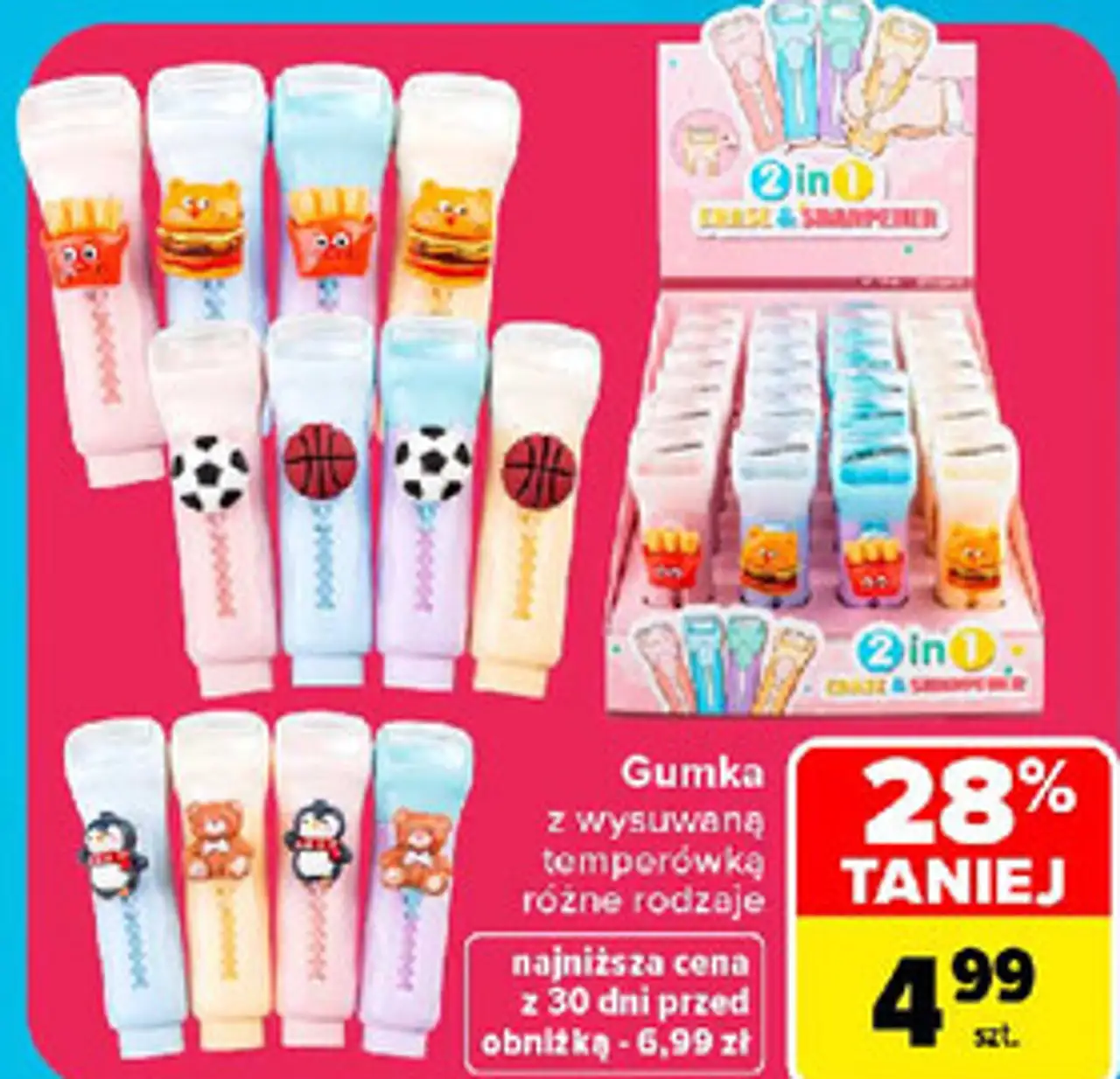 Gumka z wysuwaną temperówką różne rodzaje