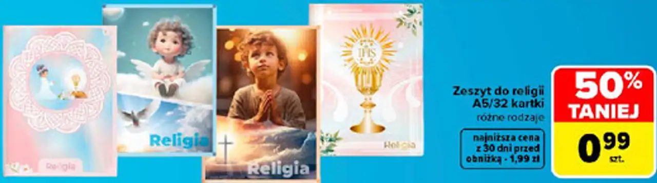 Zeszyt do religii A5/32 kartki różne rodzaje