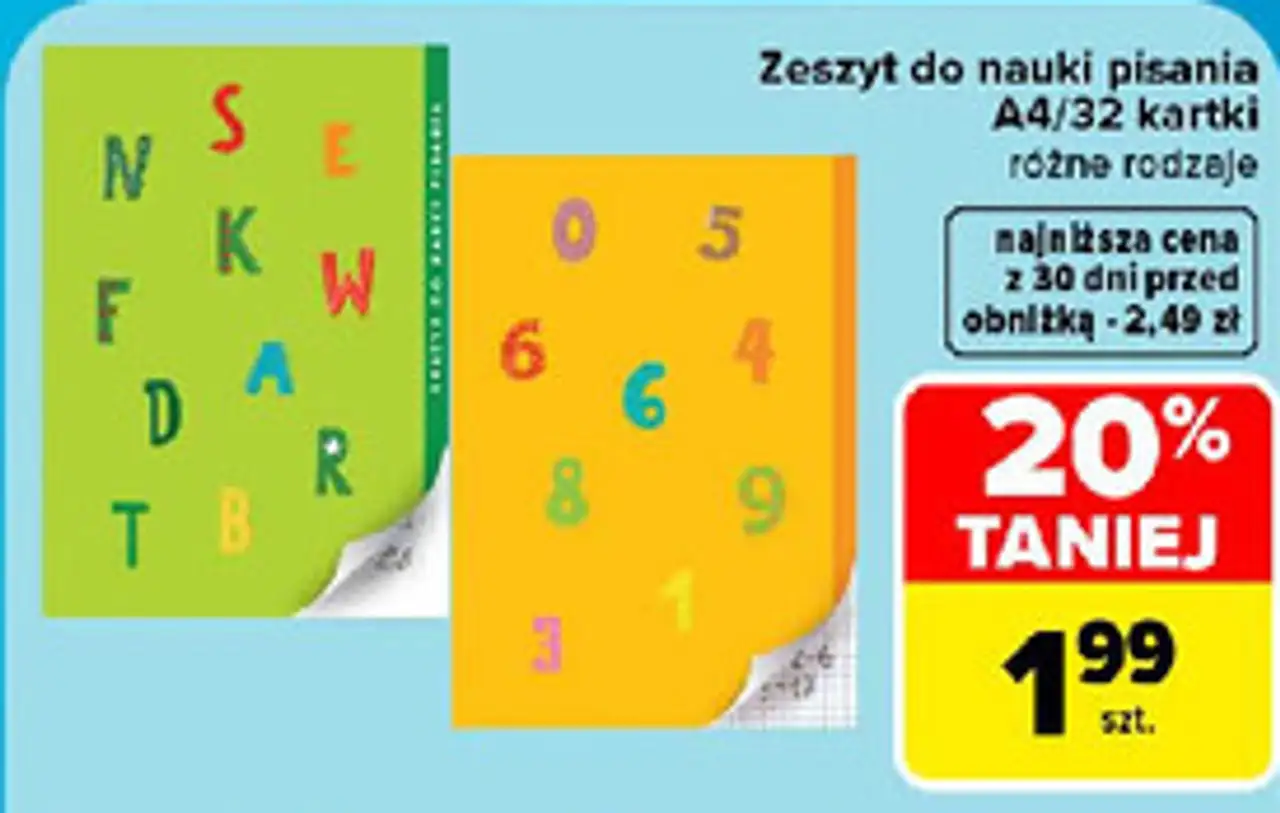 Zeszyt do nauki pisania A4/32 kartki różne rodzaje