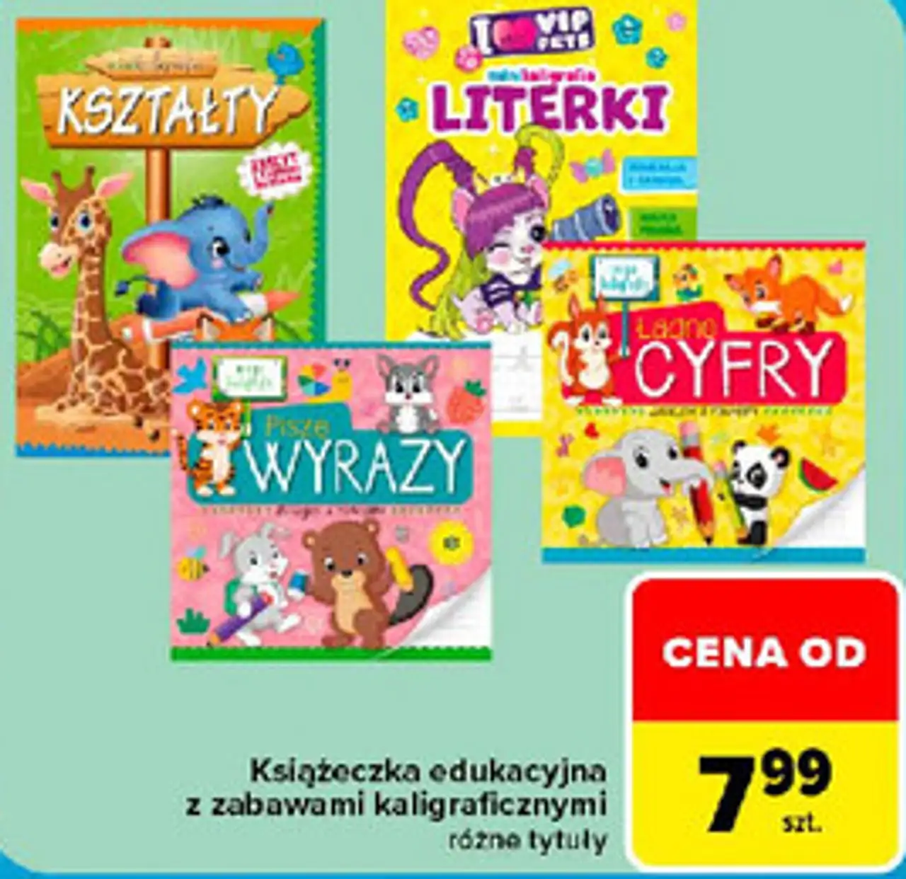 Książeczka edukacyjna z zabawami kaligraficznymi różne tytuły