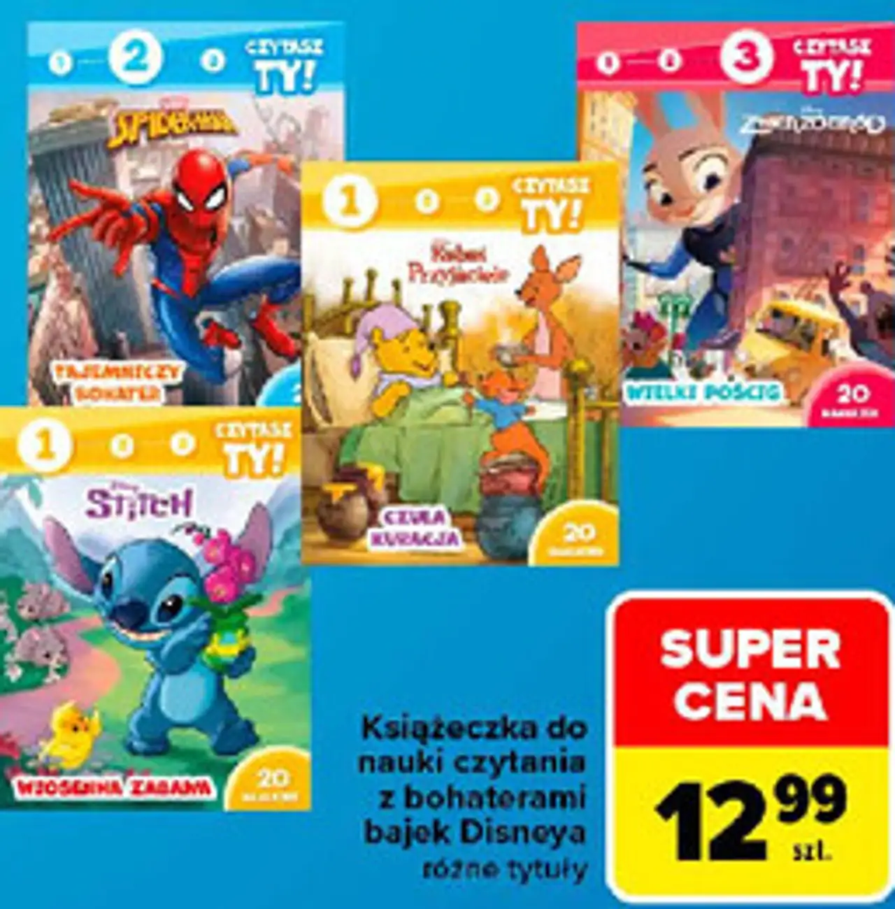 Książeczka do nauki czytania z bohaterami bajek Disneya różne tytuły