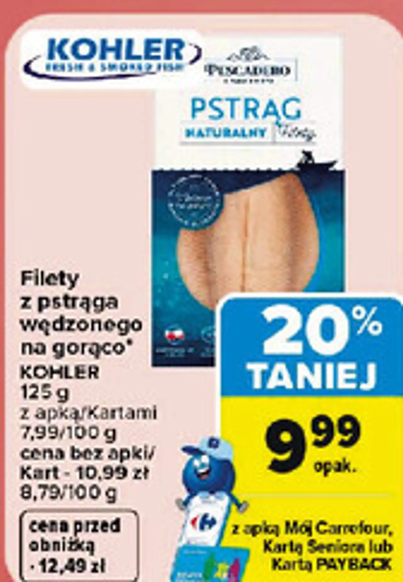 Filety z pstrąga wędzonego na gorąco KOHLER, 125 g